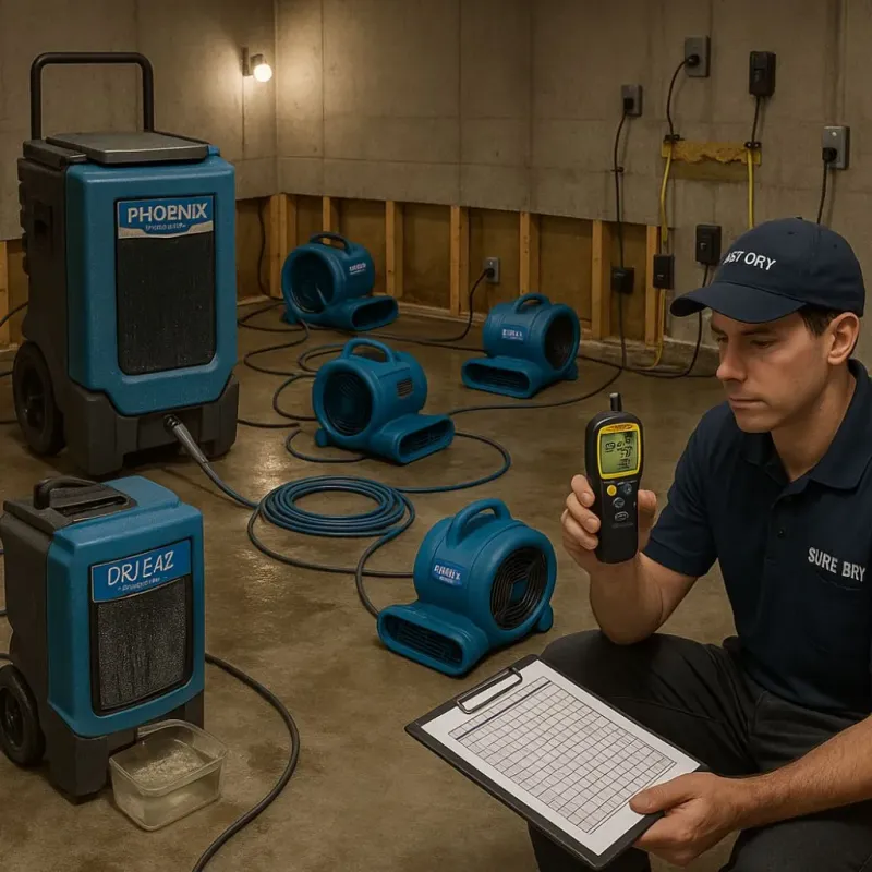 Structural Drying and Dehumidification process in Kinney County, TX